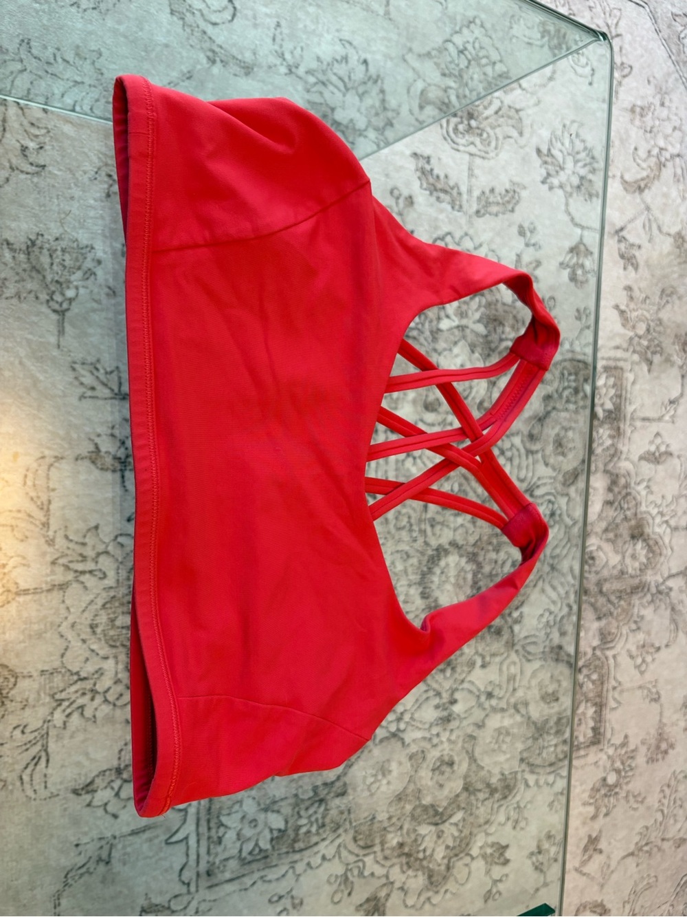 Lululemon Free To Be Serene Bra Red Coral Strappy Back Size 10 - Picture 2 of 5